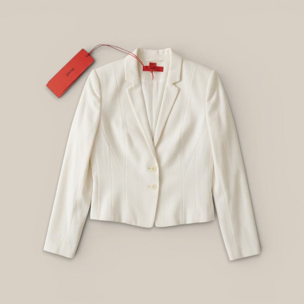Boss Hugo Boss Alesca NWT Off White Pique Blazer 6 Cupro Lined Suit Jacket - Picture 1 of 8